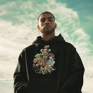 Gildan Black One Piece Hoodie with Colorful Graphic